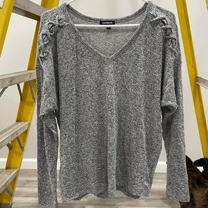 Gray Express Lace Up Sweater